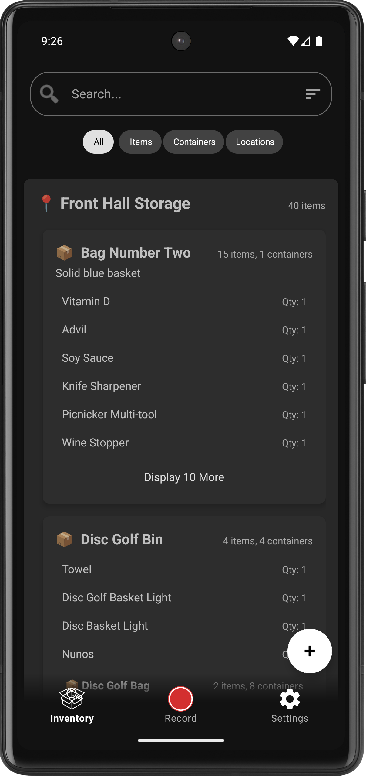 SmartStow Inventory View